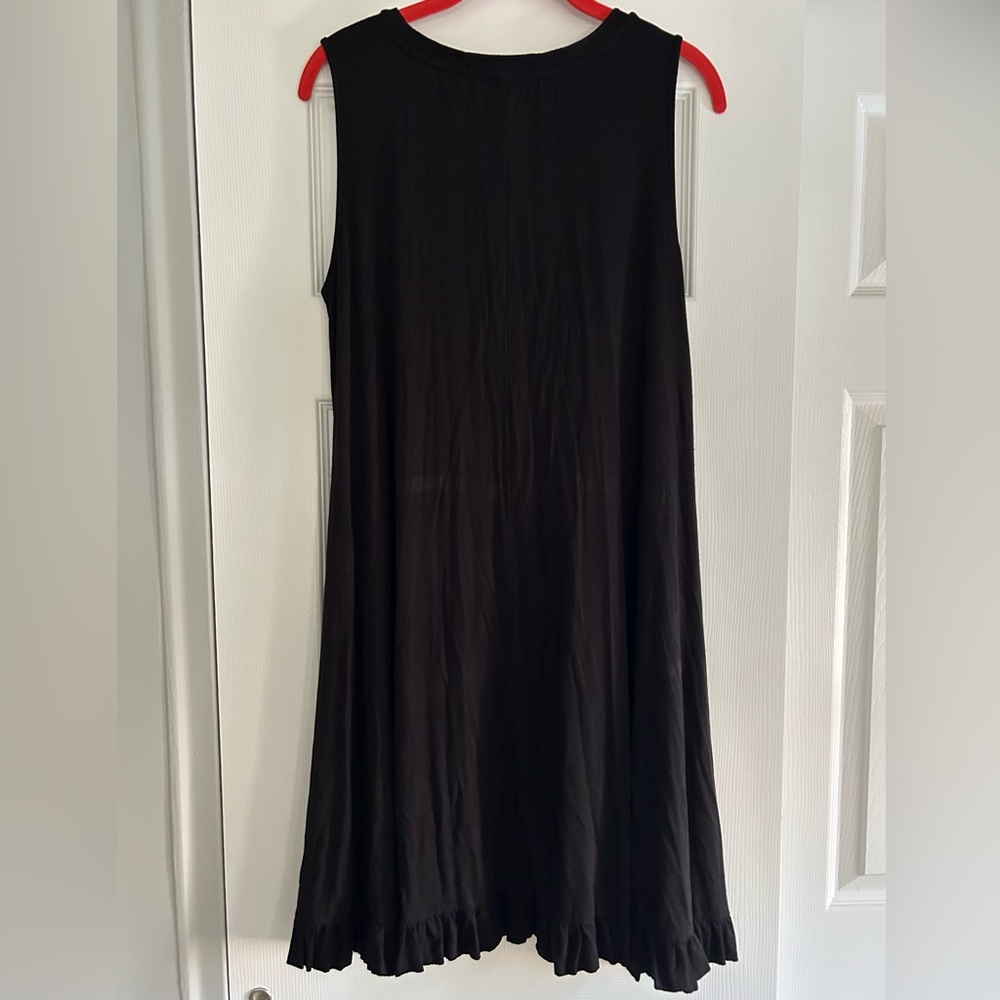 knit crewneck sleeveless ruffle hem swing dress - Picture 3 of 5